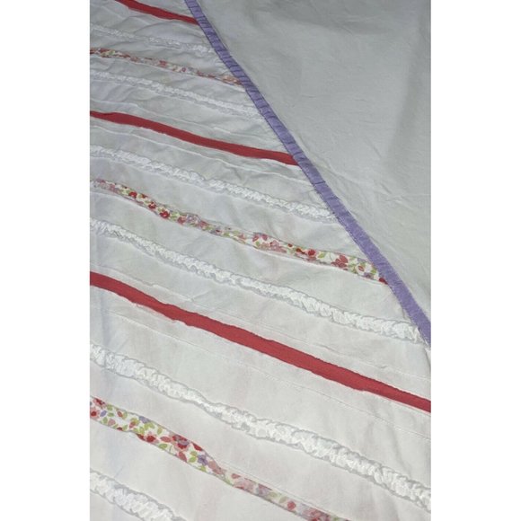 Croft & Barrow Designer Cotton Shower Curtain White Pink Purple Ruffle Fabric 72 - Picture 4 of 5